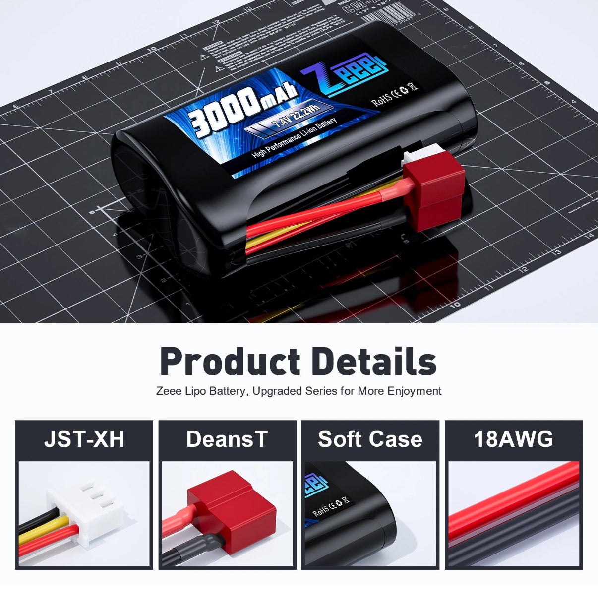 Bateria Lipo 2S 7.4V Short 3000mha Conector T