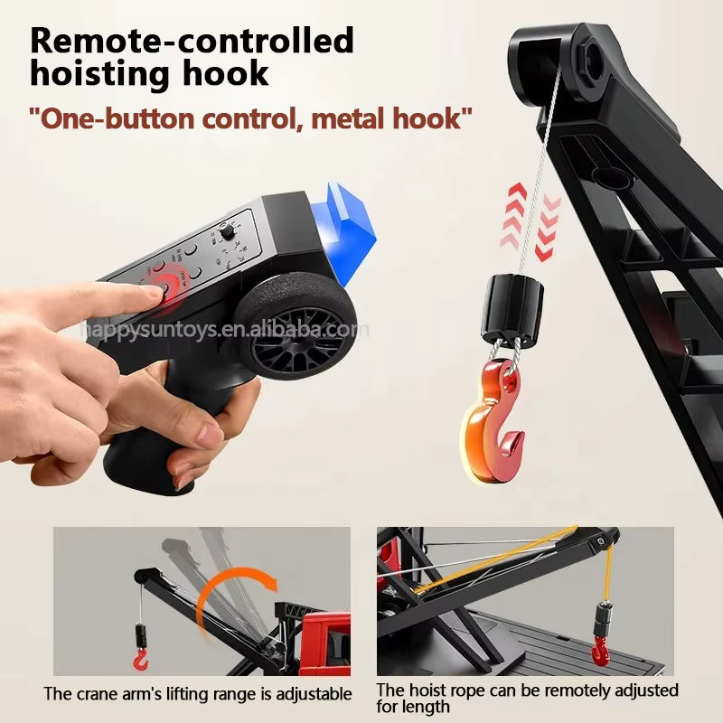 MN Toyota Lnd Cruiser escala 1/12 4x4 con grúa funcional Rojo