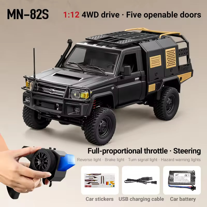 MN Toyota Land Cruiser MN82S escala 1/12 4X4 Crawler Black