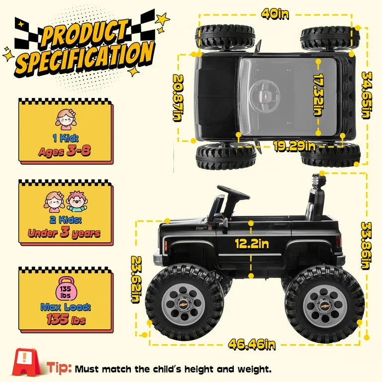 Chevrolet Cheyenne Pickup eléctrico para niños Black