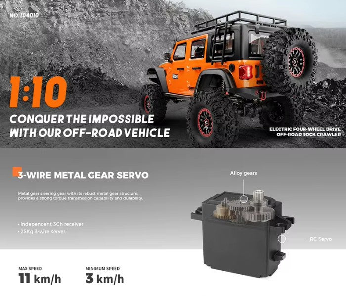 WL Toys Jeep Rubicon escala 1/10 4x4 crawler Azul con wincha funcional