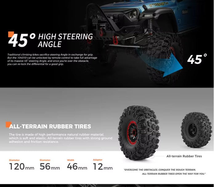 WL Toys Jeep Rubicon escala 1/10 4x4 crawler Azul con wincha funcional