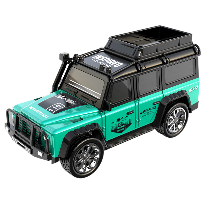 TRASPED Micro Land Rover de aluminio escala 1/64 RC con Remolque Blue