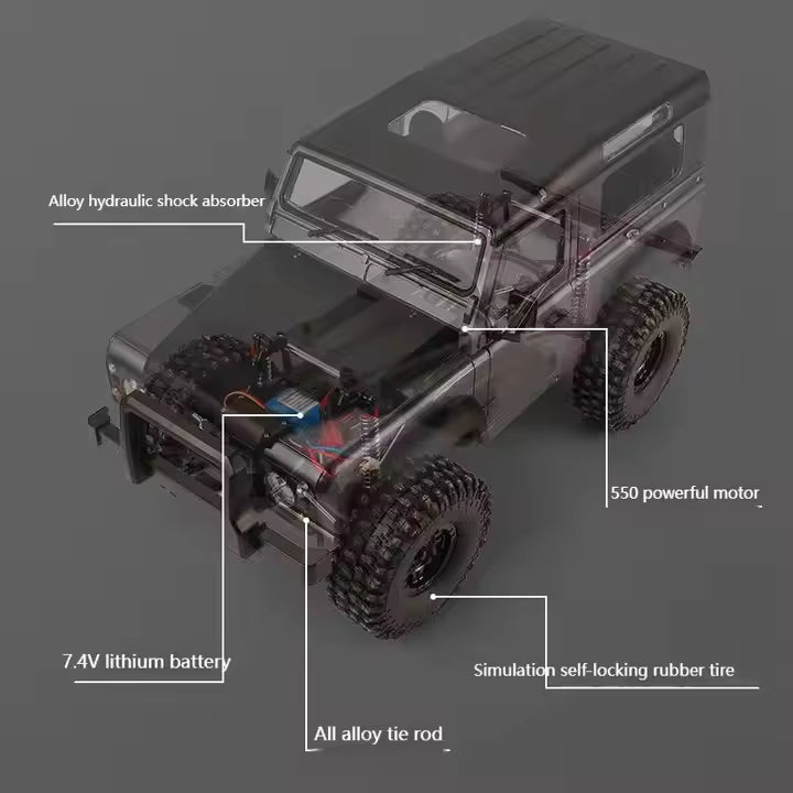 MN Land Rover Defender escala 1/10 4x4 crawler Plomo
