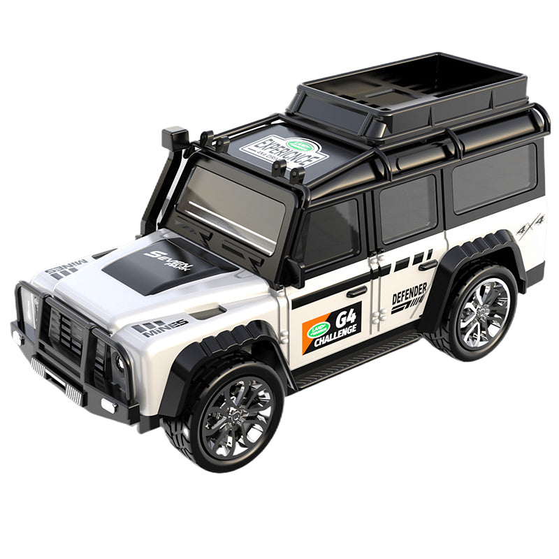 TRASPED Micro Land Rover de aluminio escala 1/64 RC con Remolque White