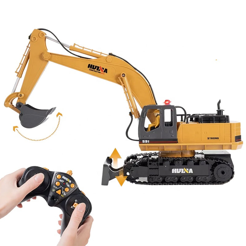 Huina Excavadora RC escala 1/16 11 Canales con Luz y Sonido