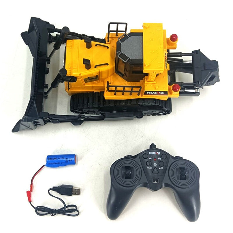 Huina Excavadora Bulldozer Eléctrica con cucharón de Aleación de Metal escala 1/16