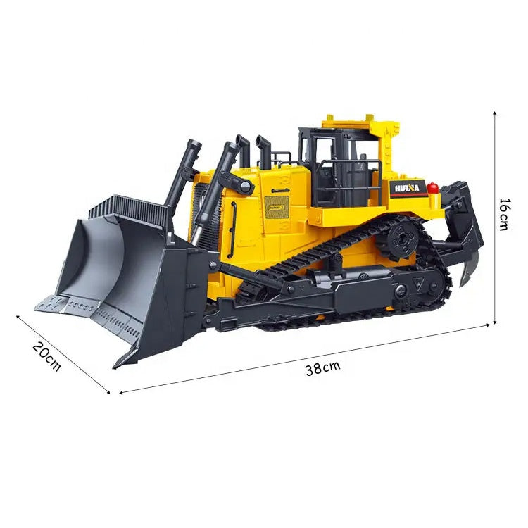 Huina Excavadora Bulldozer Eléctrica con cucharón de Aleación de Metal escala 1/16