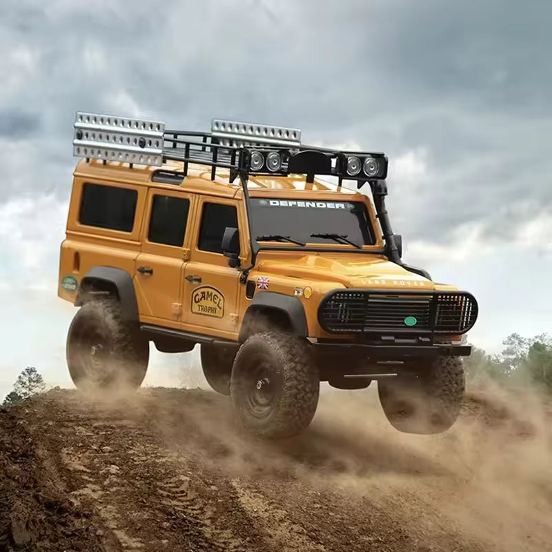 MN Land Rover Defender Escala 1/18 4x4 Crawler con carrocería metálica Yellow