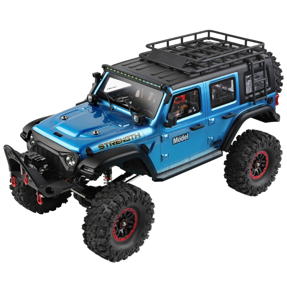 WL Toys Jeep Rubicon escala 1/10 4x4 crawler Azul con wincha funcional