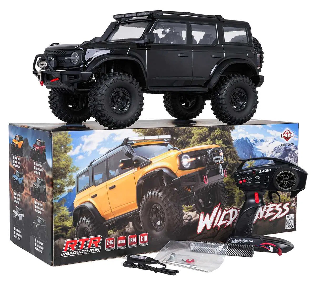 HB Racing Ford Bronco escala 1/10 4x4 crawler con wincha funcional Negro