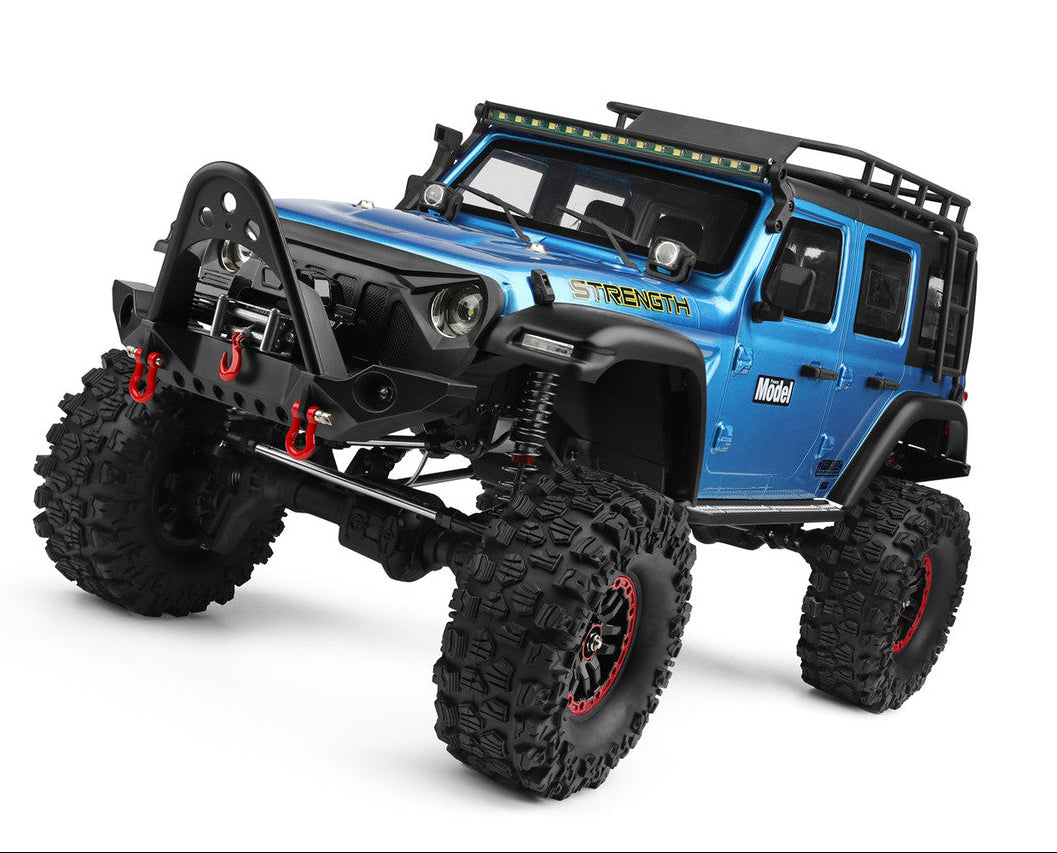 WL Toys Jeep Rubicon escala 1/10 4x4 crawler Azul con wincha funcional